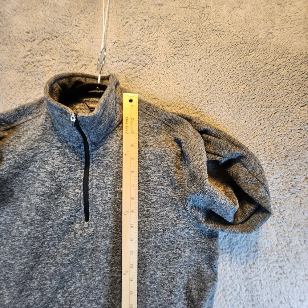 Eddie Bauer Sweatshirt Mens Medium Gray Fleece Lined Mock Neck‎ Quarter Zip